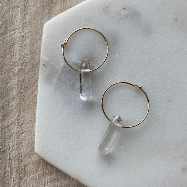 Clear quartz fashion earrings